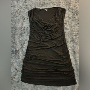 Express, Off the shoulder ruched mini sheath black dress.